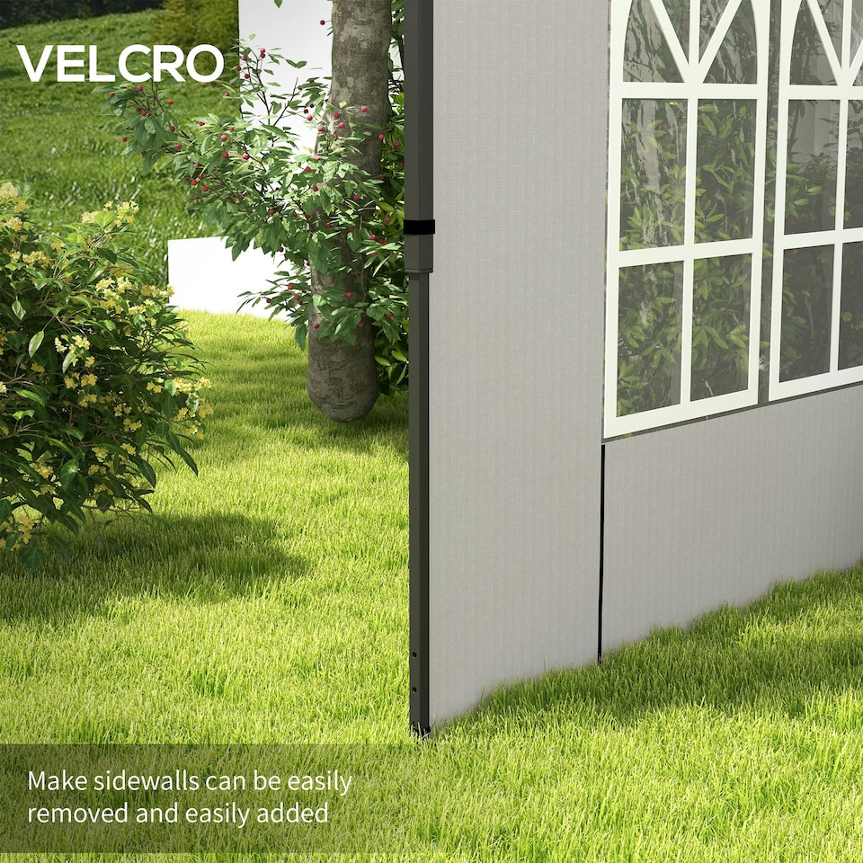 image 1 of Outsunny Gazebo Side Panels for 3x3(m) or 3x6m Gazebo Canopy, 2 Pack, White