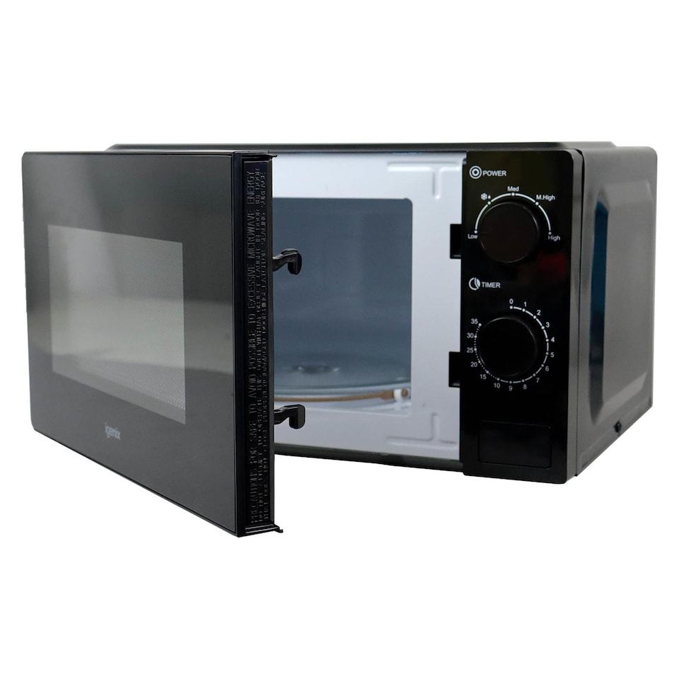 image 1 of Manual Microwave, 700 W, 20 Litre, 35 Minute Timer, Black, Igenix IGMS02071B