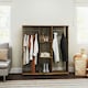 image 6 of HOMCOM Mobile Double Open Wardrobe w/ Clothes Hanging Rail, Rustic Brown 