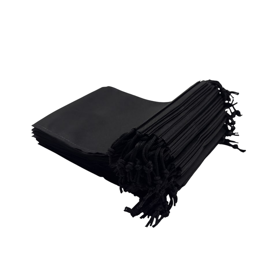 image 1 of Pack of 25 Black Coloured 20x15cm Non-Woven Drawstring Bags | Black