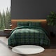 image 2 of Ultra Soft Teddy Duvet Cover Tartan Check Reversible Fleece Bedding | Green | Super King
