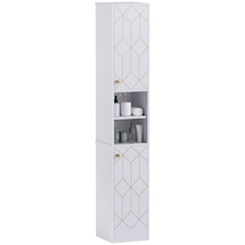 HOMCOM Tall Bathroom Storage Cabinet with Doors, Slim Bathroom Storage Unit with Adjustable Shelves, Freestanding Bathroom Storage Unit, White | White | White