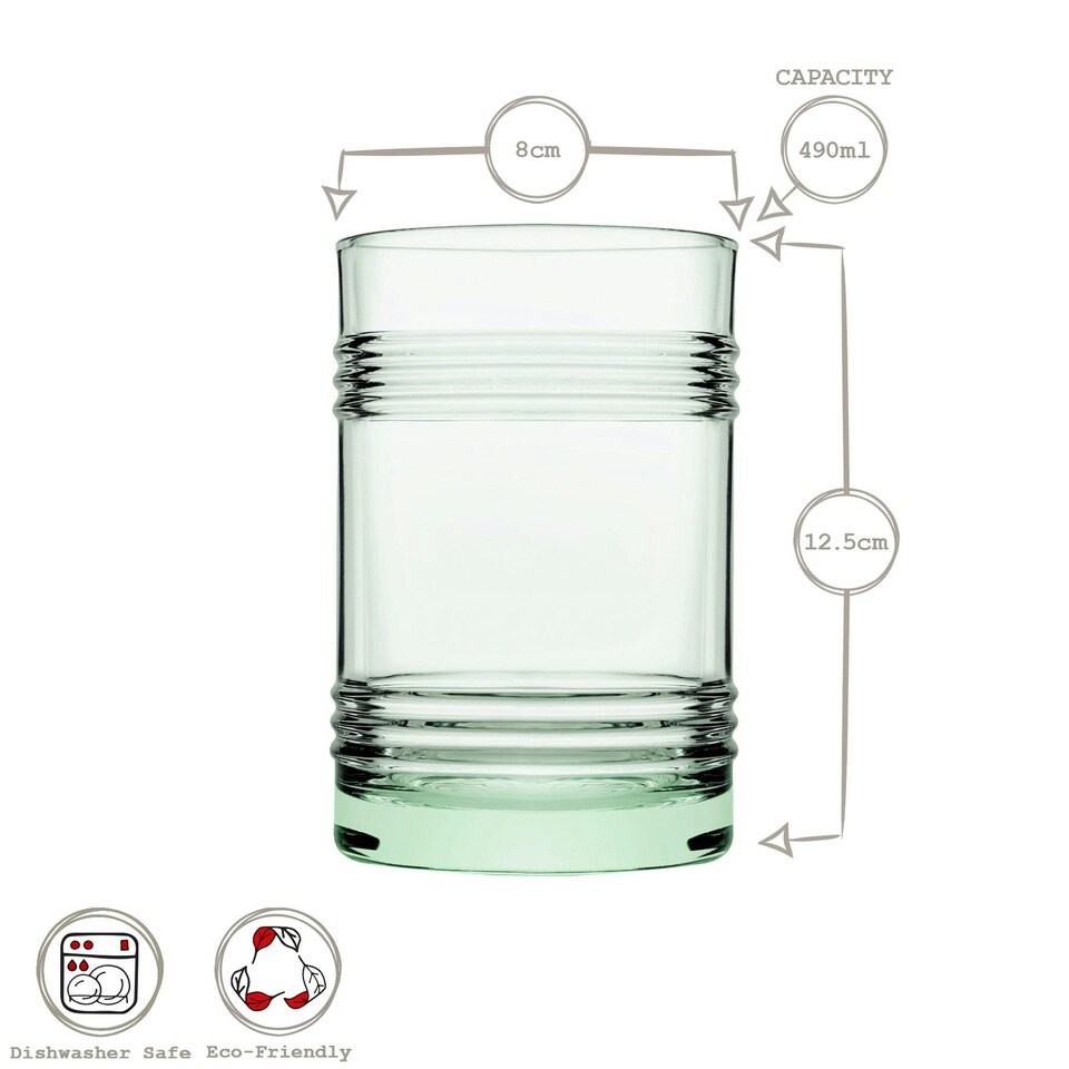 image 1 of Pasabahce Aware Tincan Recycled Highball Glasses - 490ml - Green - Pack of 4