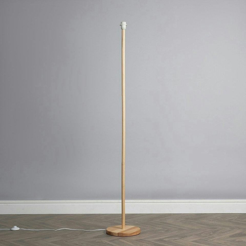 image 1 of ValueLights Modern Scandi Floor Lamp Base In Light Wooden Finish | Brown