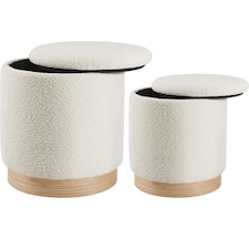 Stools Orchid Set of 2 - padded, boucle cover footstools, large storage space