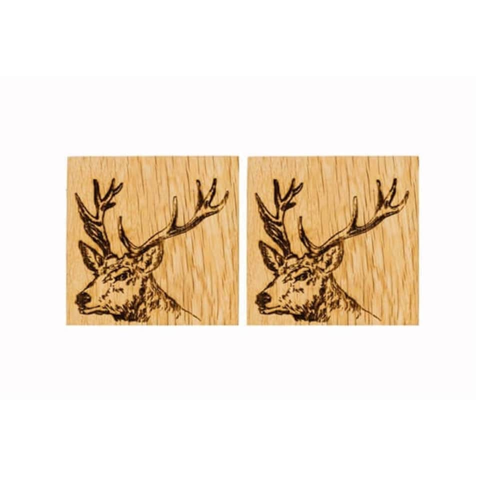 image 1 of The Just Slate Company Set of 2 Stag Oak Coasters