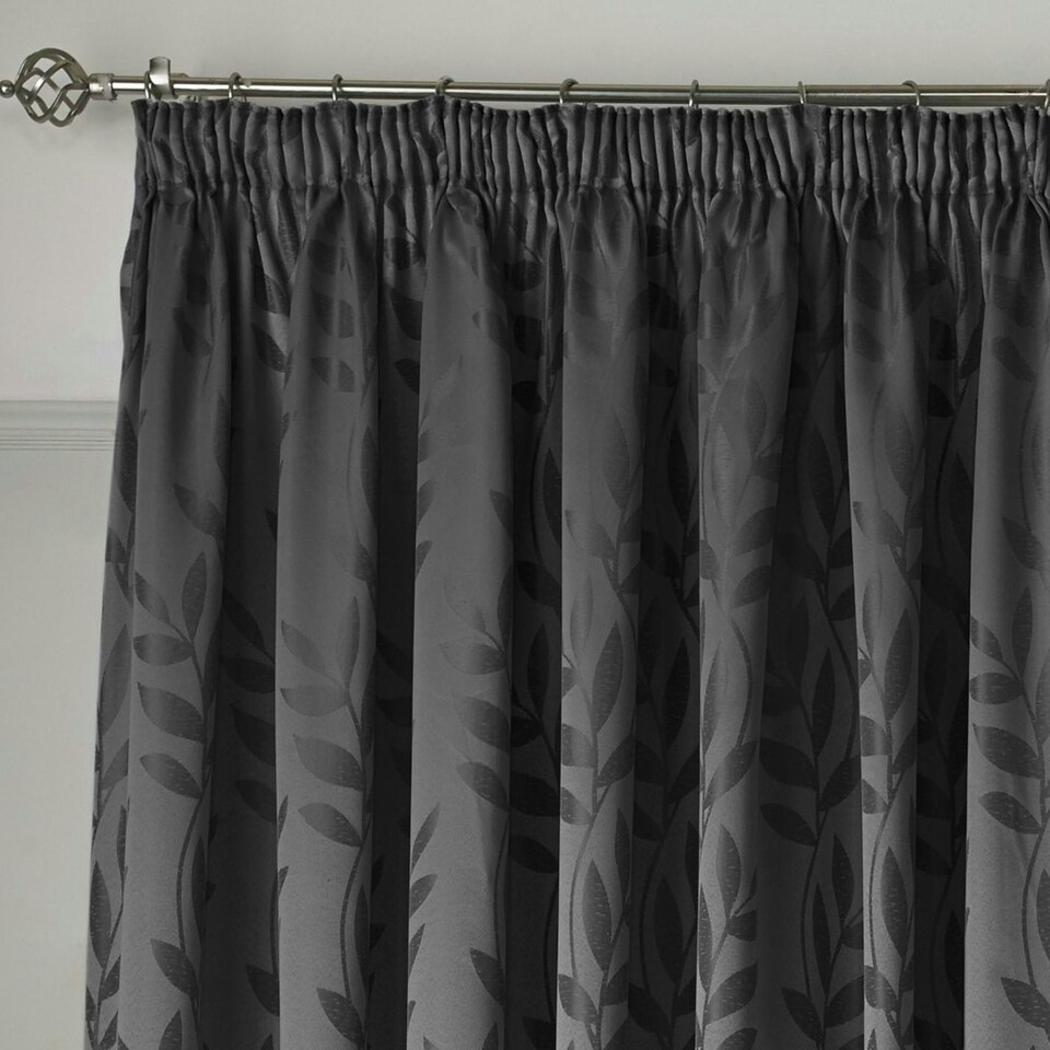 image 1 of Voli Pencil Pleat Taped Top Lined Curtains - 168cm x 183cm - Charcoal