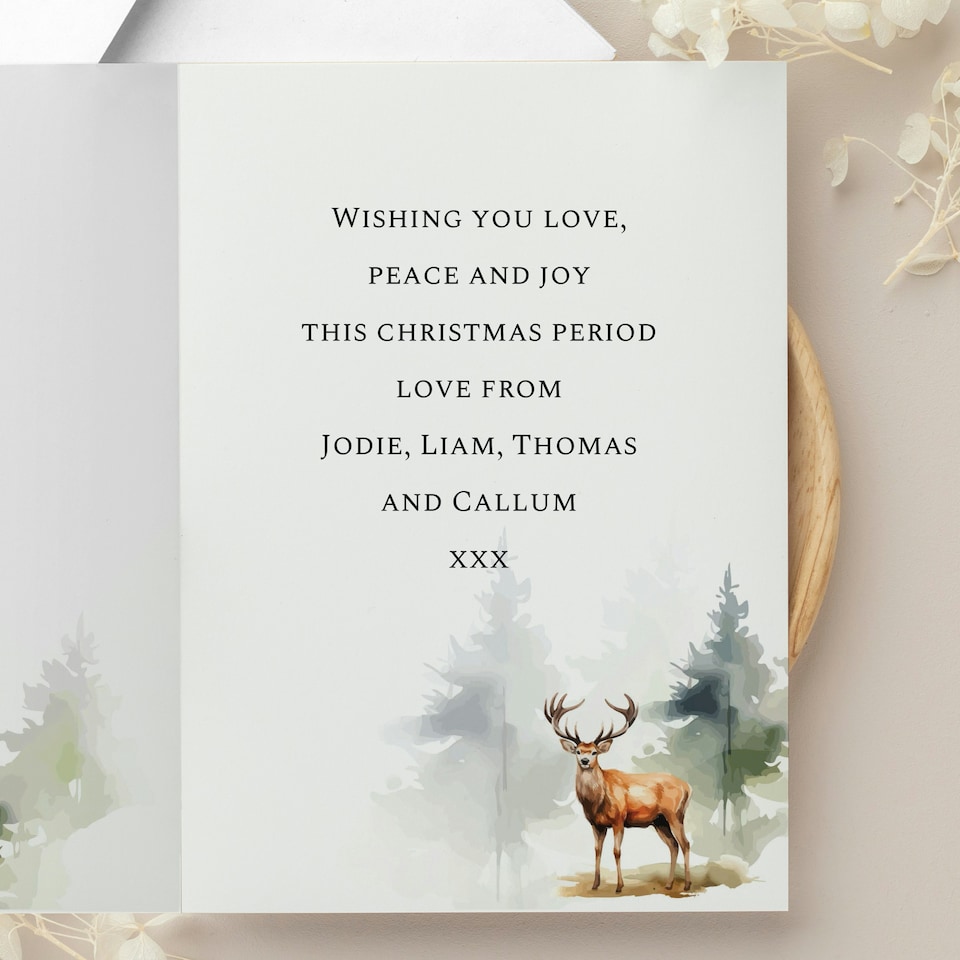image 1 of Personalised Watercolour Stag Greetings Card