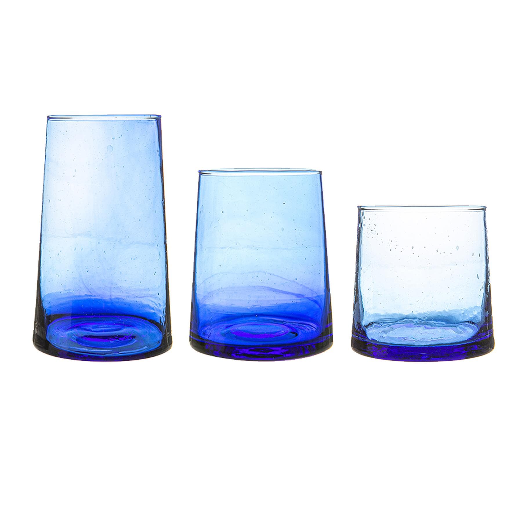 Nicola Spring 18 Piece Merzouga Recycled Glassware Set - Blue Blue Blue 18