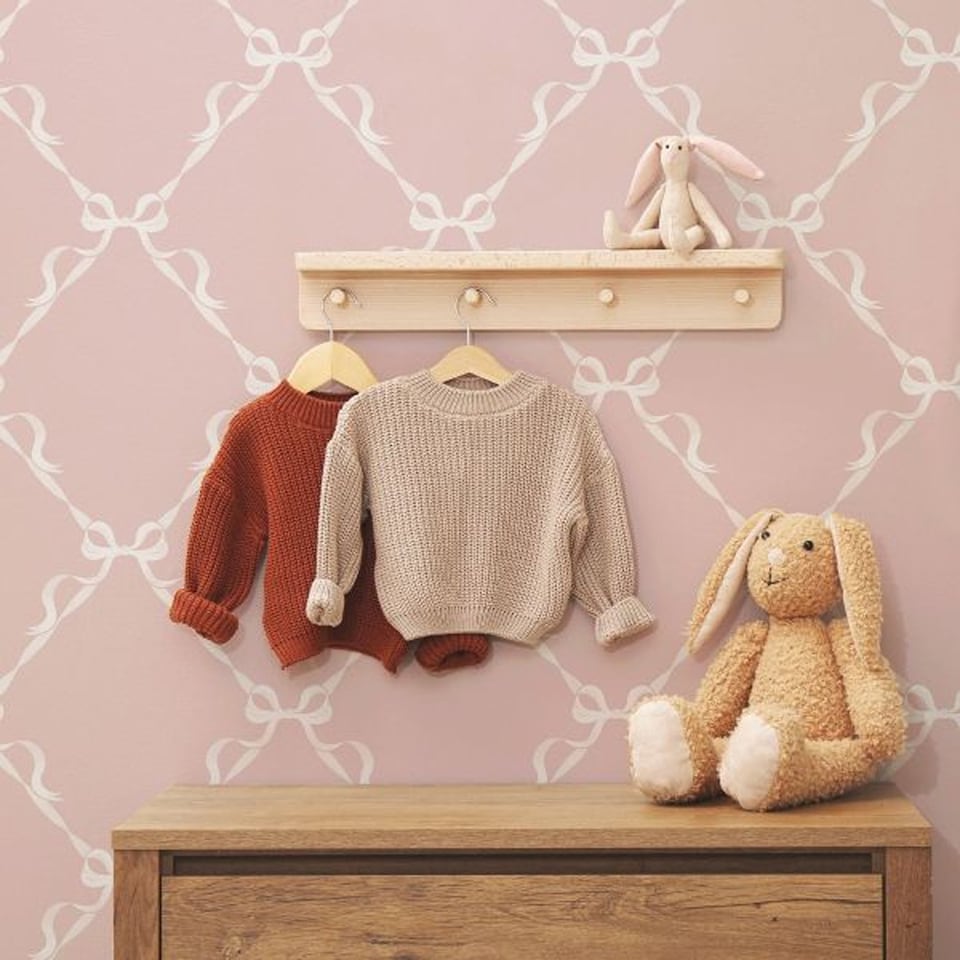 image 1 of World Of Wallpaper Bow Tie Wallpaper | Pink | Pink/Cream | 1
