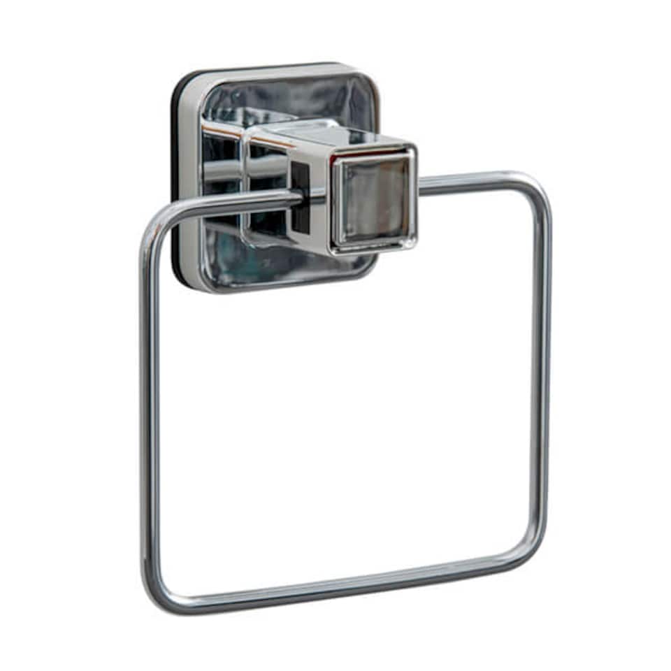 image 1 of Showerdrape Pushloc Stainless Steel Suction Wall Mounted Towel Ring | Silver | Chrome | 1