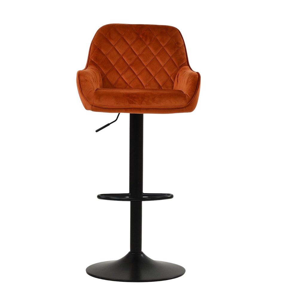 image 1 of Lakeland Furniture Arnside Burnt Orange Velvet Black Adjustable Base 1 Bar Stool