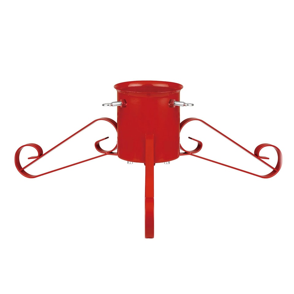 image 1 of Holly International Traditional Metal Scroll Leg Christmas Tree Stand for Real Trees to 2.4m - Red