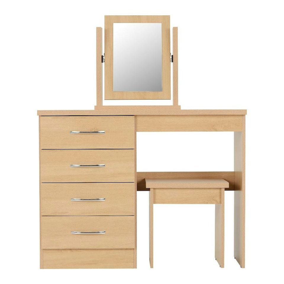 image 1 of Nevada 4 Drawer Dressing Table Set Brown | Sonoma Oak