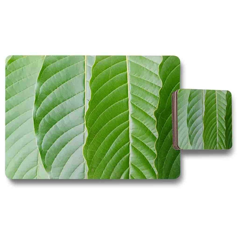 Close Up Of Green Leaves Placemat & Coaster Set
