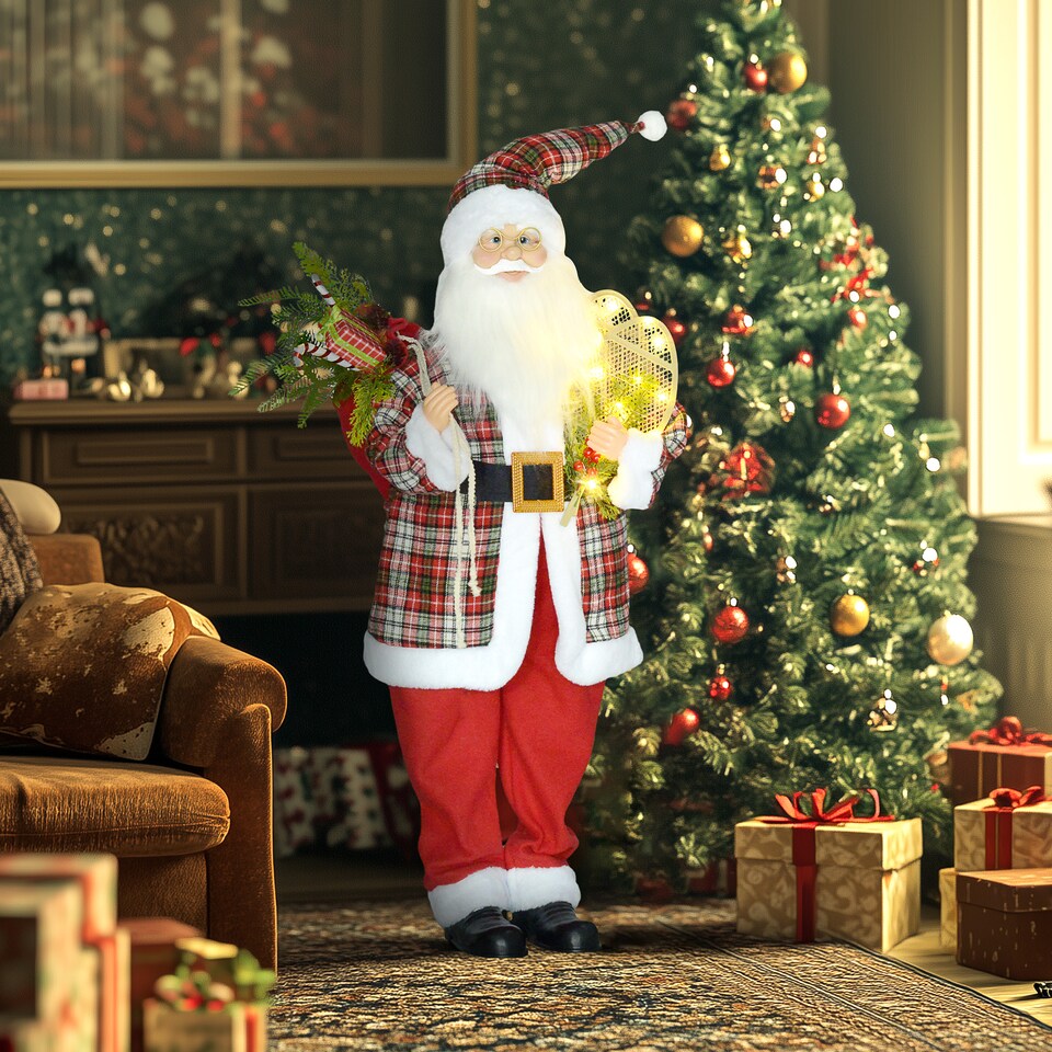 image 1 of HOMCOM 133cm Tall Animated Santa Claus, Sound Activated Christmas Decoration with Light Up Ornament, Laughing Effect and Festive Music for Party