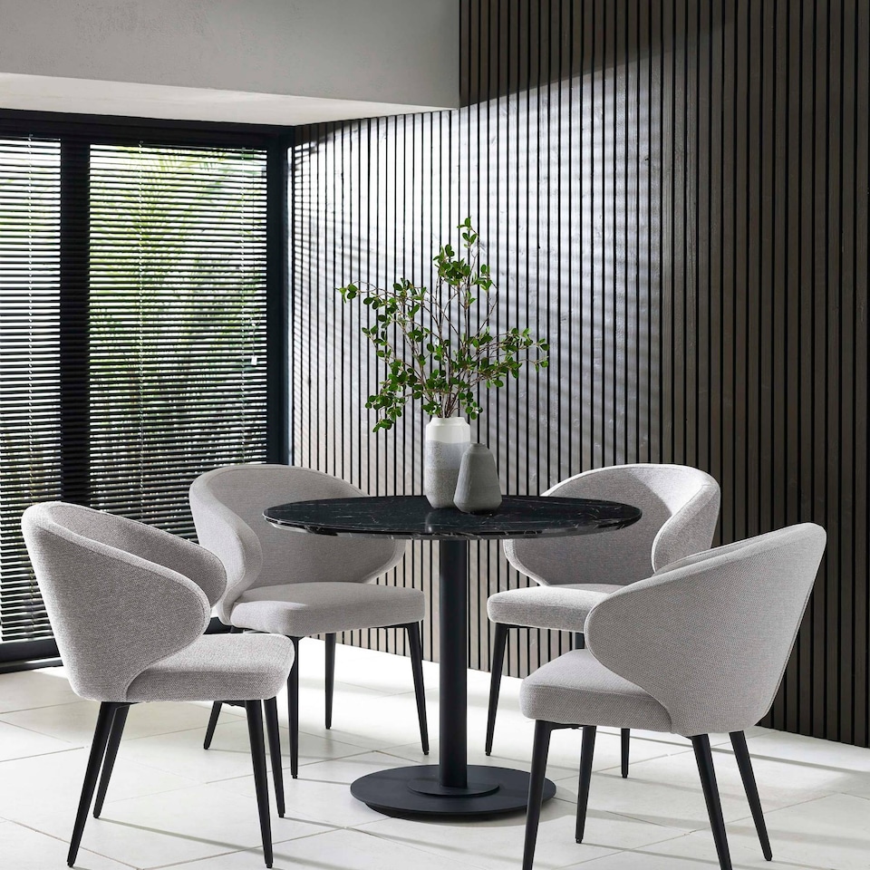 image 1 of Luca Round Pedestal 4 Seater Dining Table - Black Marble Effect