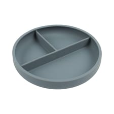 Tiny Dining Baby Divided Silicone Suction Plate - Tradewinds Grey
