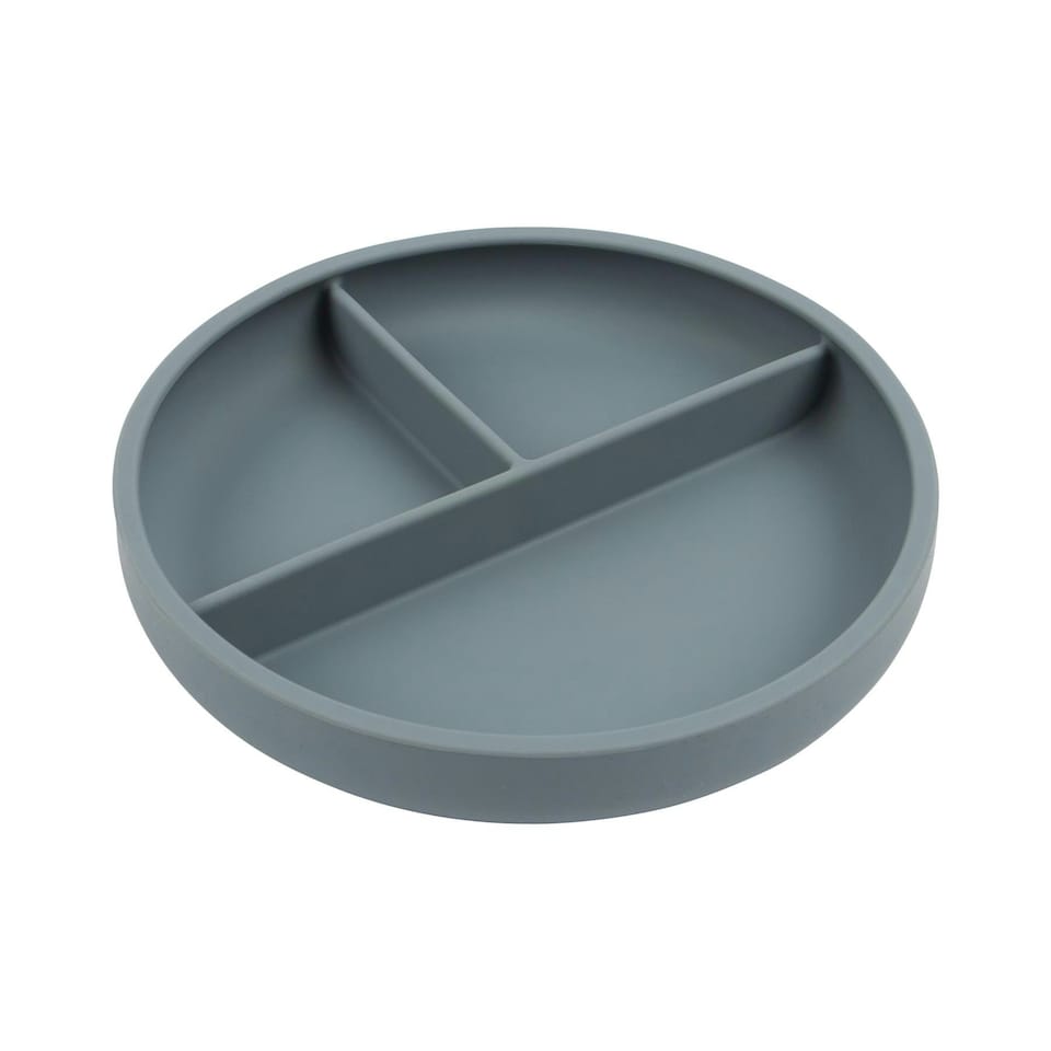 image 1 of Tiny Dining Baby Divided Silicone Suction Plate - Tradewinds Grey