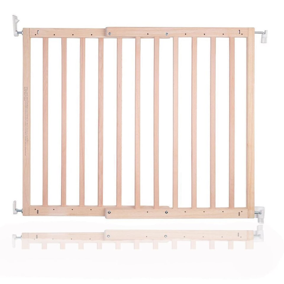 image 1 of Safetots Top of The Stairs Screw Fitted Stair Gate, Natural Wooden, 63.5cm - 105.5cm, Wood Baby Gate, Safety Gate | Cream | 1