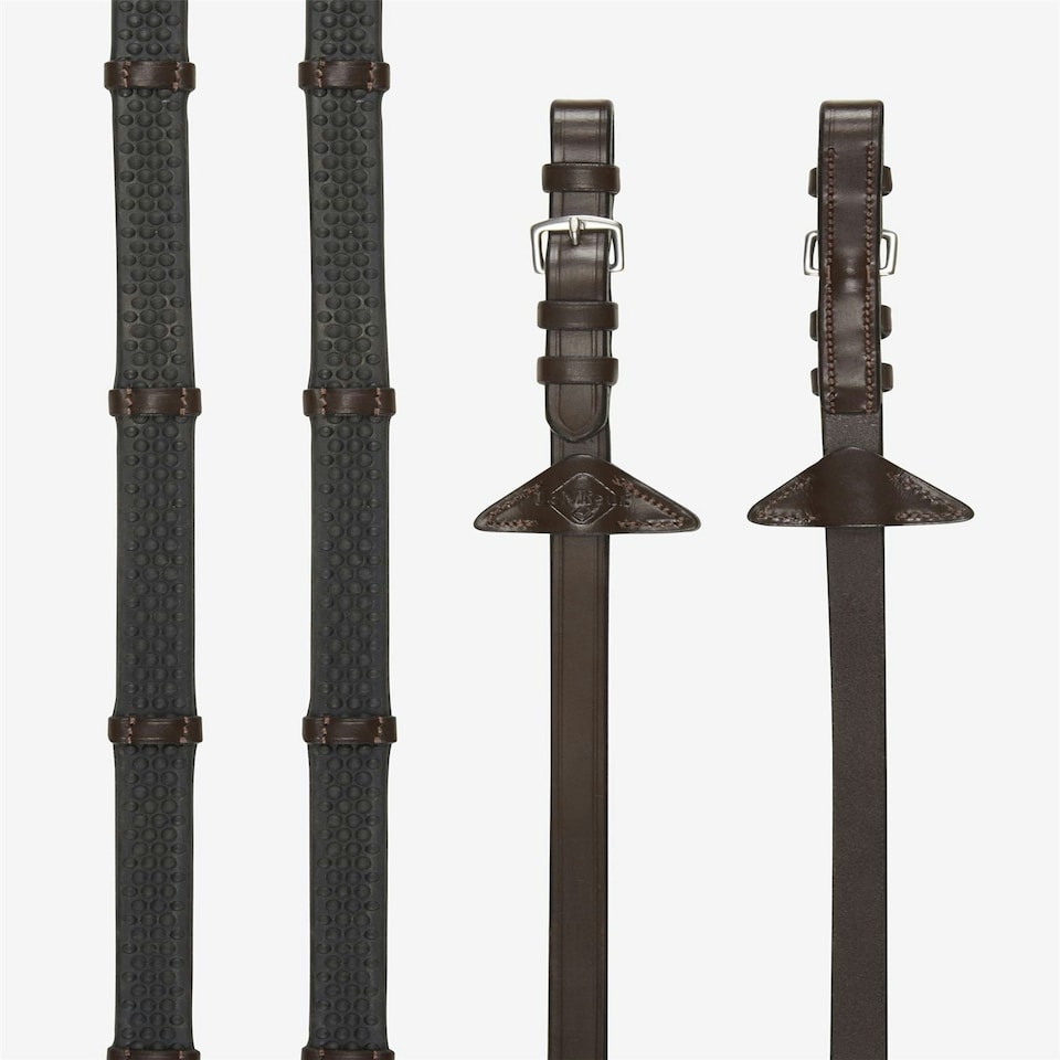 image 1 of LeMieux Soft Rubber Reins with Stoppers Black | Cob