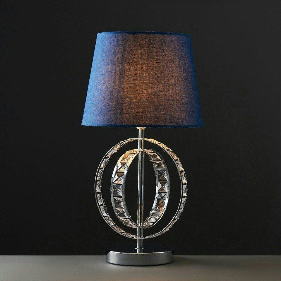image 1 of ValueLights Rothwell Silver Table Lamp Blue Shade