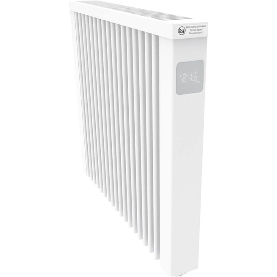 image 1 of 680mm (W) x 610mm (H) - White Wi-Fi Ceramic Clay Core Electric Radiator (Girona) - 1300 Watts - Depth 90mm + Castors - Heats up to 13m²