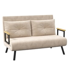 HOMCOM Click Clack 2 Seater Sofa Bed Settee for Living Room, Beige
