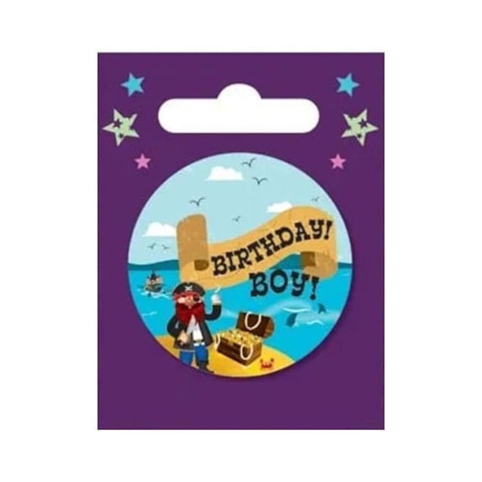 Pirate Birthday Boy Small Badge 6cm