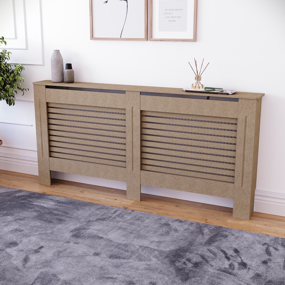 image 1 of Vida Designs Milton Radiator Cover MDF Slatted Cabinet, Unfinished, 172cm