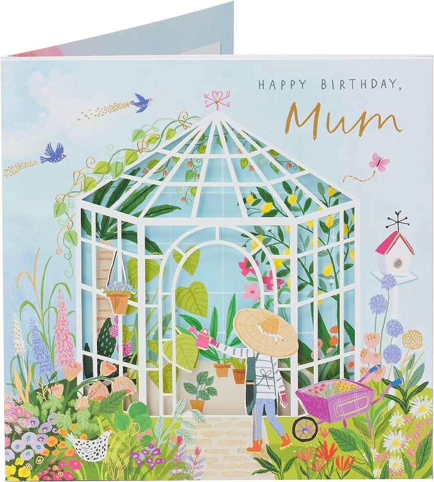 image 1 of Beautiful Pop up 3D Greenhouse Mum Birthday Card