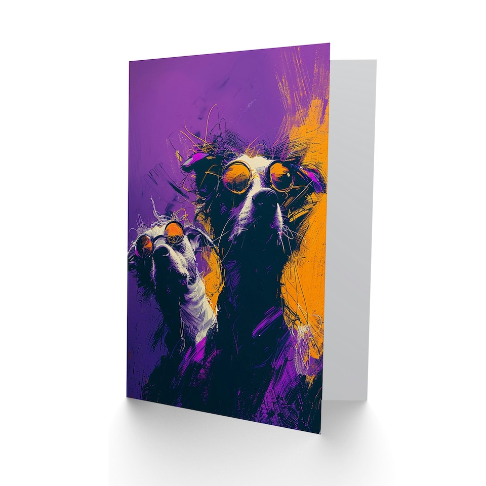 image 1 of Reservoir Dogs Lover Purple Orange Sunglasses Portrait Man Him Birthday Card