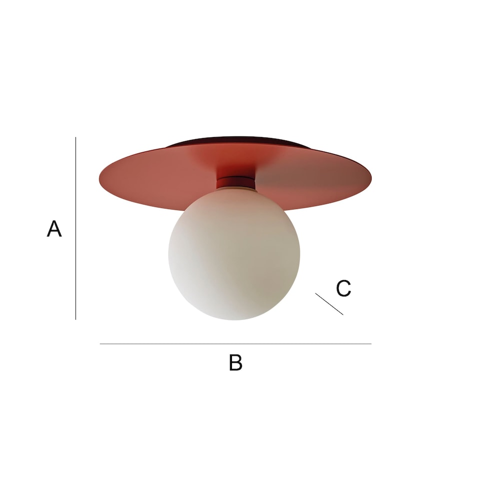 image 1 of ValueLights Darla Rust Frosted Globe Bathroom Ceiling Light & Bulb | Orange