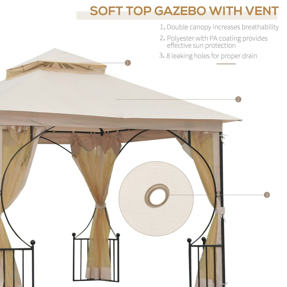 image 1 of Outsunny Gazebo Party Tent Canopy Sun Shade for Patio Garden 3x3(m)