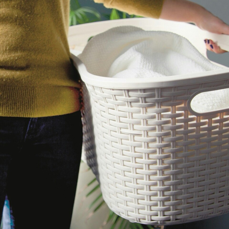 image 1 of Addis Rattan Effect 40L Hipster Laundry Basket - Cream Cream