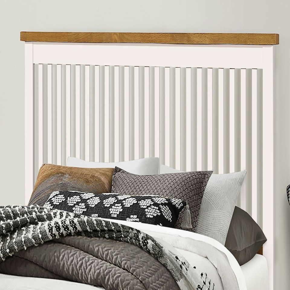 image 1 of 5ft King Size White,Solid Wood Wooden Bed Frame Bedstead with Oak finish top rail
