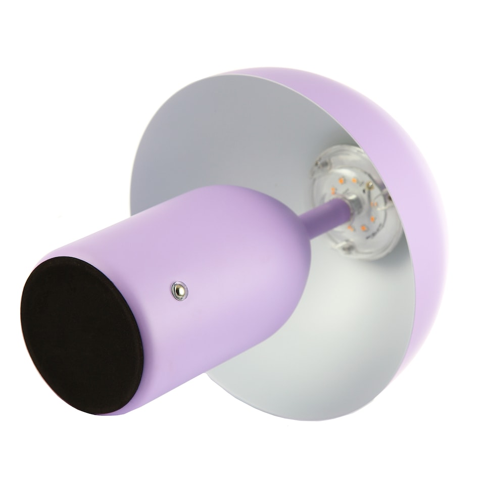 image 1 of Modern Rechargeable Mushroom Table Lamp in Mat Lilac with Touch Dimmer Button | Purple