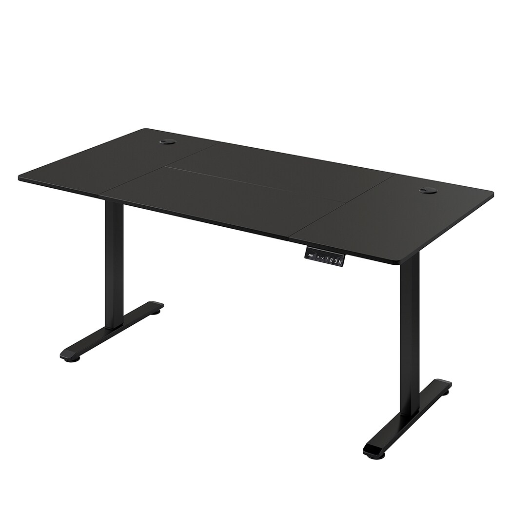 Levede Electric Standing Desk Adjustable Height Black Metal Frame | Black | Black