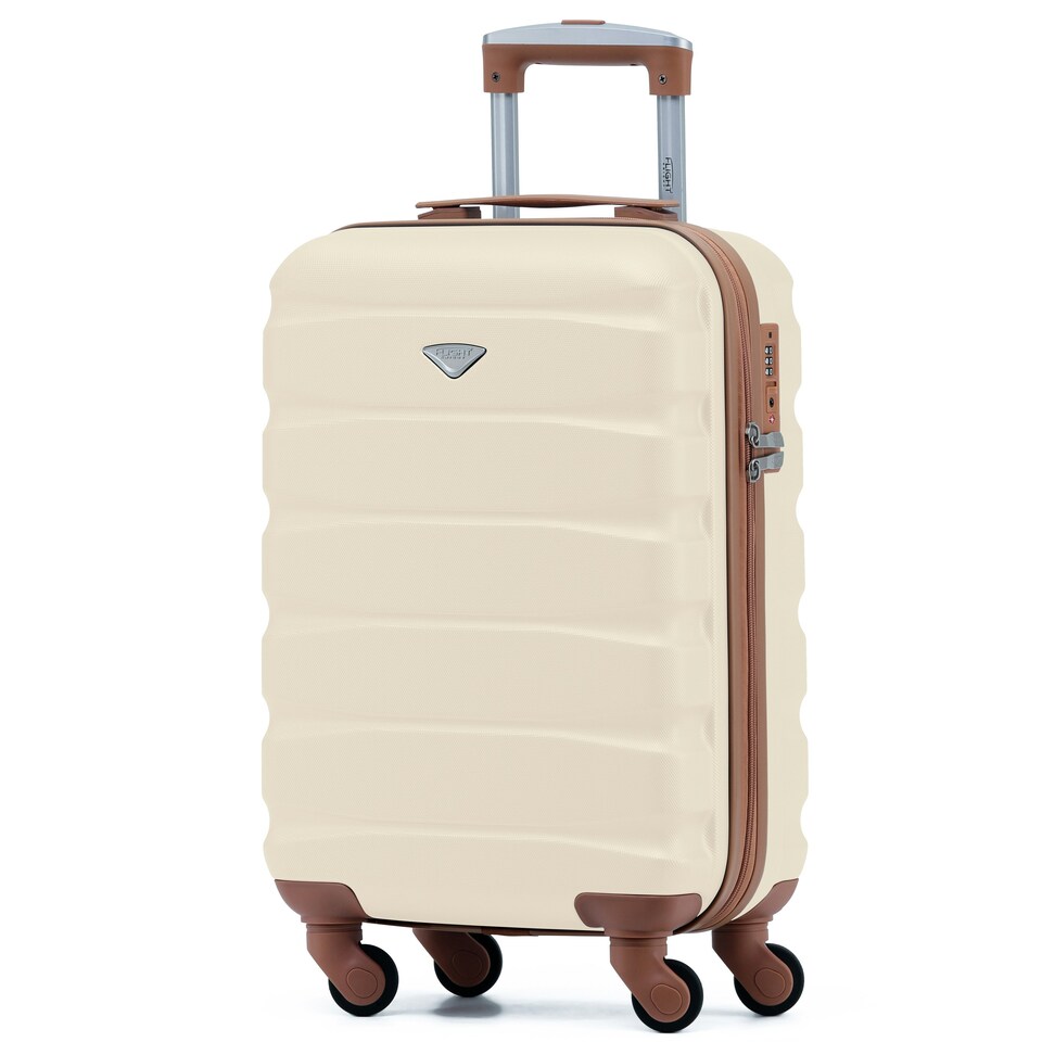 image 1 of Flight Knight Cabin Suitcase 55x35x20cm, Lightweight Carry On Bag - Over 100 Airlines- Ryanair, EasyJet, British Airways - Hand Luggage, ABS Hard Shell TSA Lock | Cream | Cream | Cabin Bag