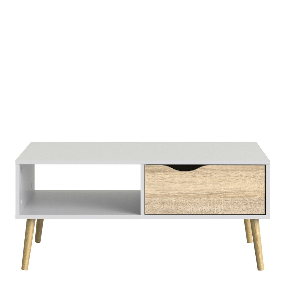 image 1 of Oslo Coffee Table 1 Drawer 1 Shelf in White and Oak