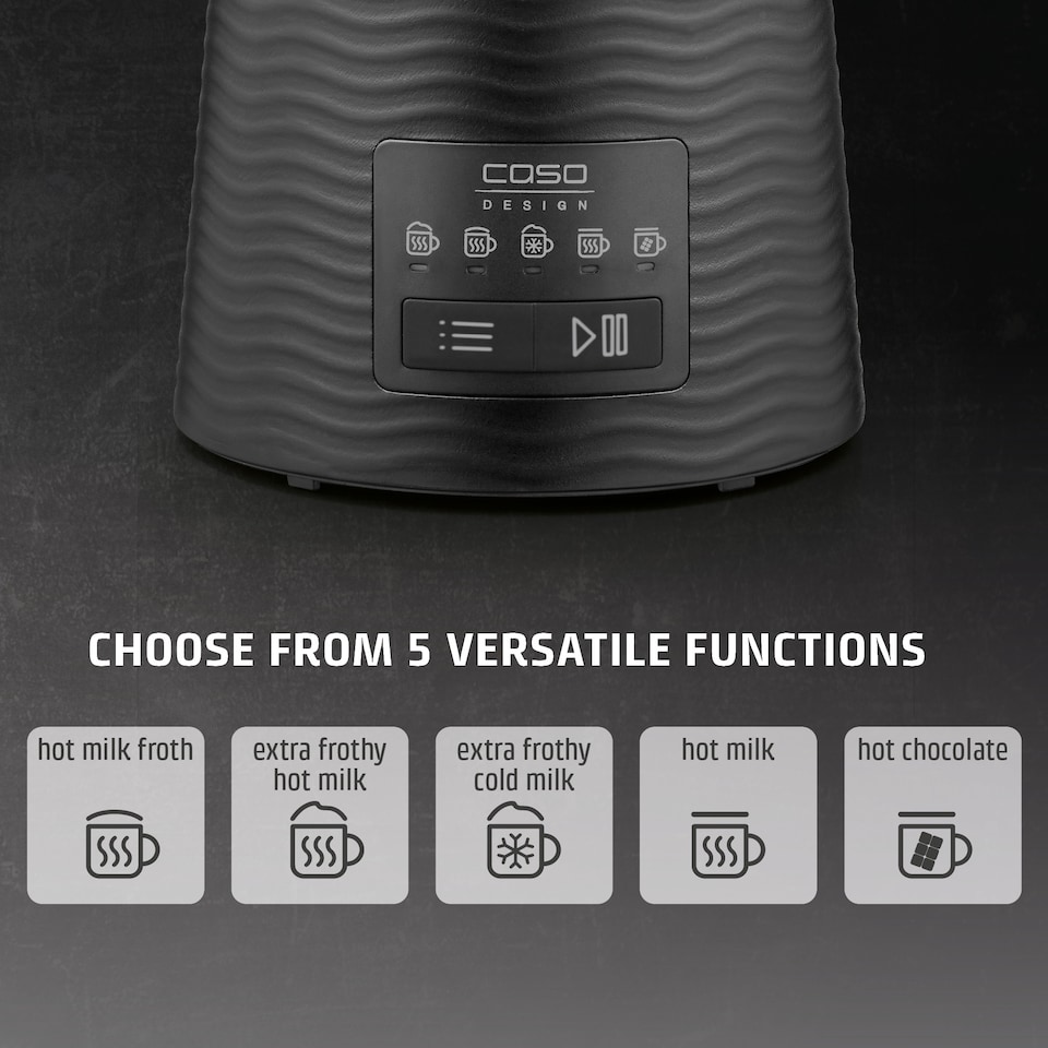 image 1 of CASO Design CappuLatte Electric Milk Frother with 5 Functions, Hot Chocolate Maker with Glass Jug - 400ml Capacity