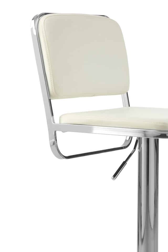 image 1 of Interiors by Premier White Seat And Chrome Base Bar Stool, Adjustable Height Kitchen Bar Stool, Footrest Swivel Barstool