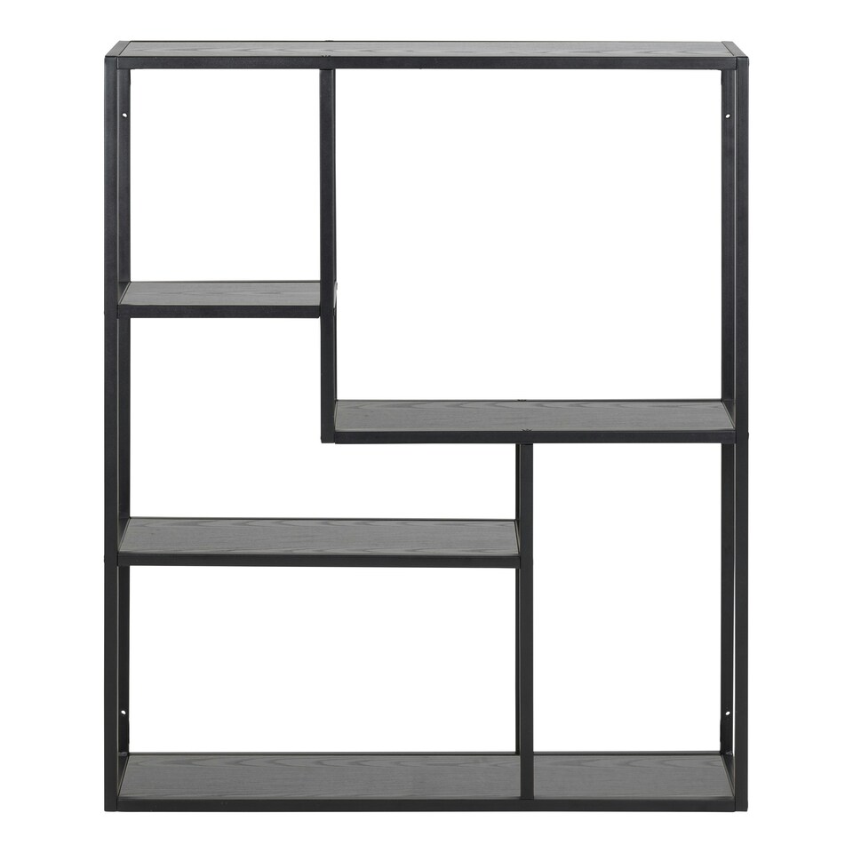 image 1 of Seaford Black Metal Wall Shelf with 3 Additional Black Shelves