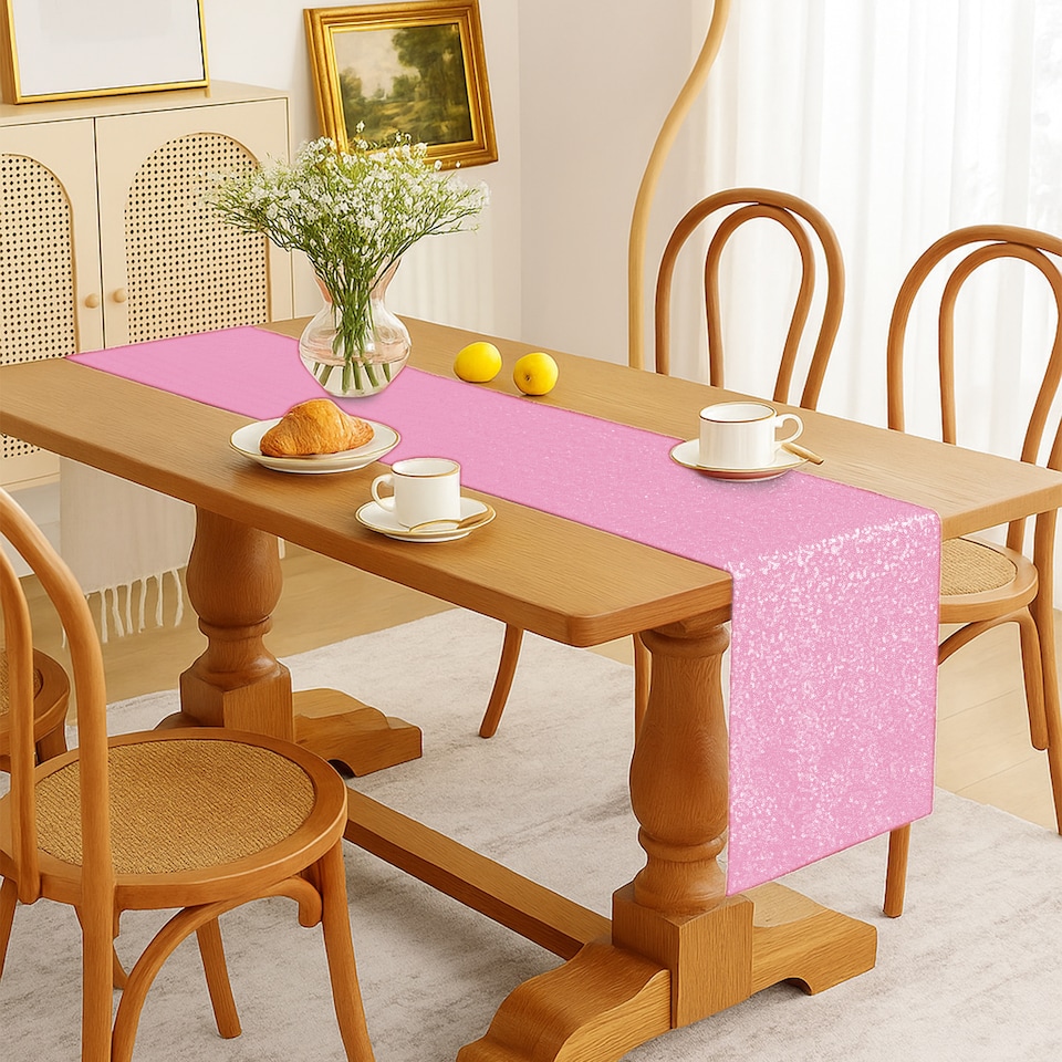 image 1 of Shimmer Sequin Table Runner, Overlay Sequin Table Linen - 11x108 Inch