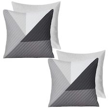 OHS 2 x Ralph Geometric Pinsonic Filled Cushions, 45x45cm - Grey