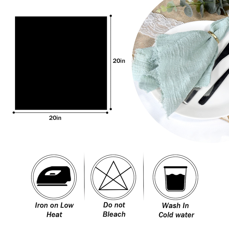 image 1 of 6pcs Fringe Cloth Napkin, 100% Soft Cotton Cloth Napkins - 20 Inch