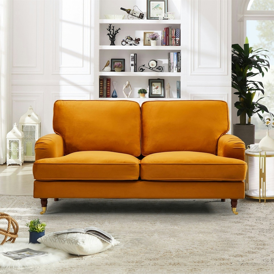 Woodbury 2 Seat Velvet Sofa - Orange