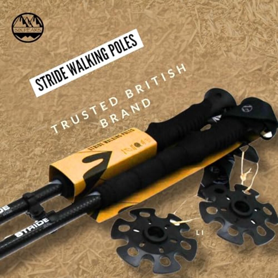 image 1 of Six Peaks Stride Walking Poles, Set Of 2 Adjustable Strong Aluminium Trekking, Hiking Sticks, Quick Lock Telescopic System, Padded Non-Slip Foam Grip, Interchangeable Summer And Snow Baskets