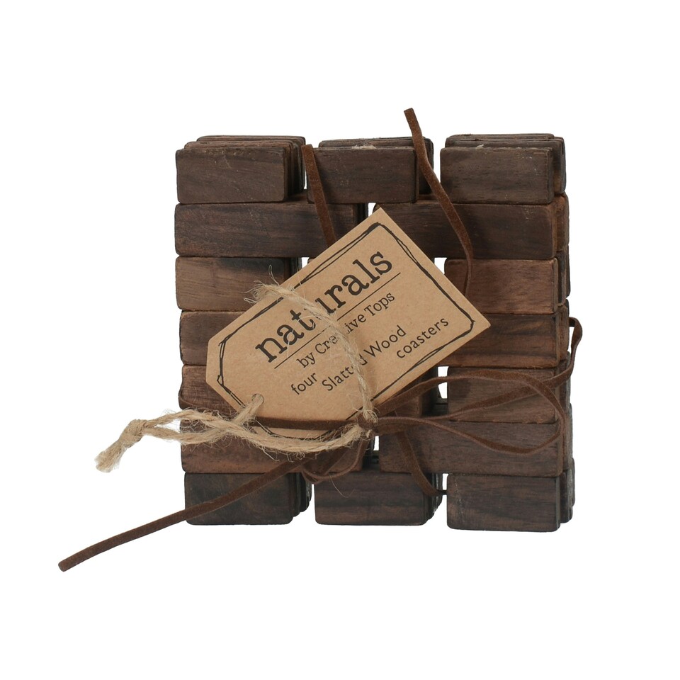 image 1 of Creative Tops Dark Slatted Wood Pack Of 4 Coasters