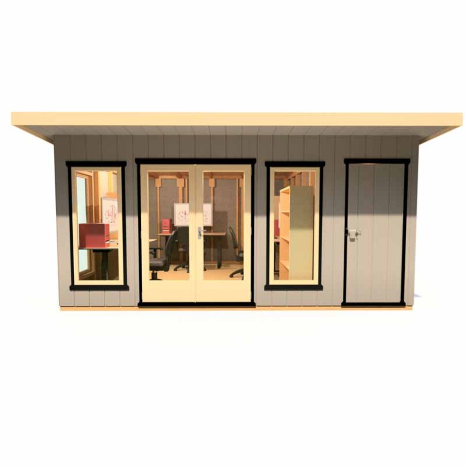 image 1 of Cali 16 x 12 Feet Pent and Storage Garden Office - OSB - MDF - L456 x W509.4 x H246.1 cm | Brown